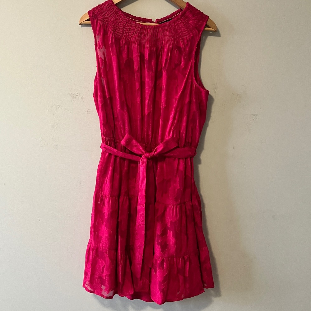 Simply Vera Vera Wang Burnout Floral Mini Dress Pink XL Sleeveless Belted